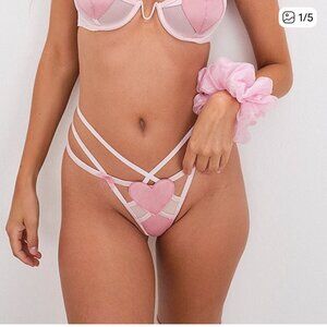 new FOR LOVE AND LEMONS heart satin thong panty xs